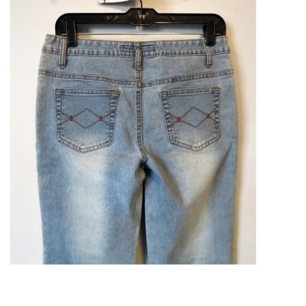 NWOT 123 ONS Women's Jeans Size 29 Light Wash Flare Leg Decorative‎ Trim